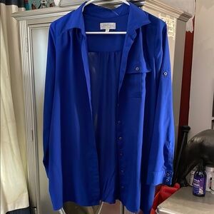 Jessica Simpson Blue Blouse Relaxed Fit V-Neck